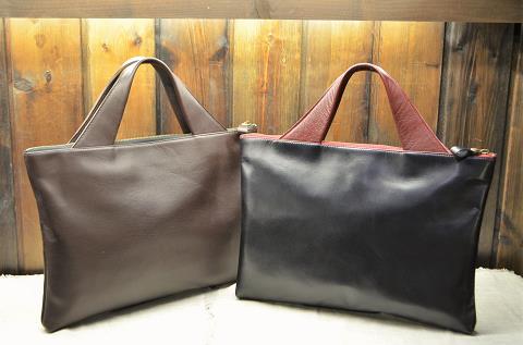 神戸元町にあるレザーバッグをオーダーできるハンドメイドのお店「創作鞄槌井」が創ったクラッチバッグの持ち手カスタム